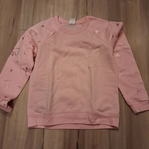 Girls' Pink Heart Long-Sleeve Sweatshirt